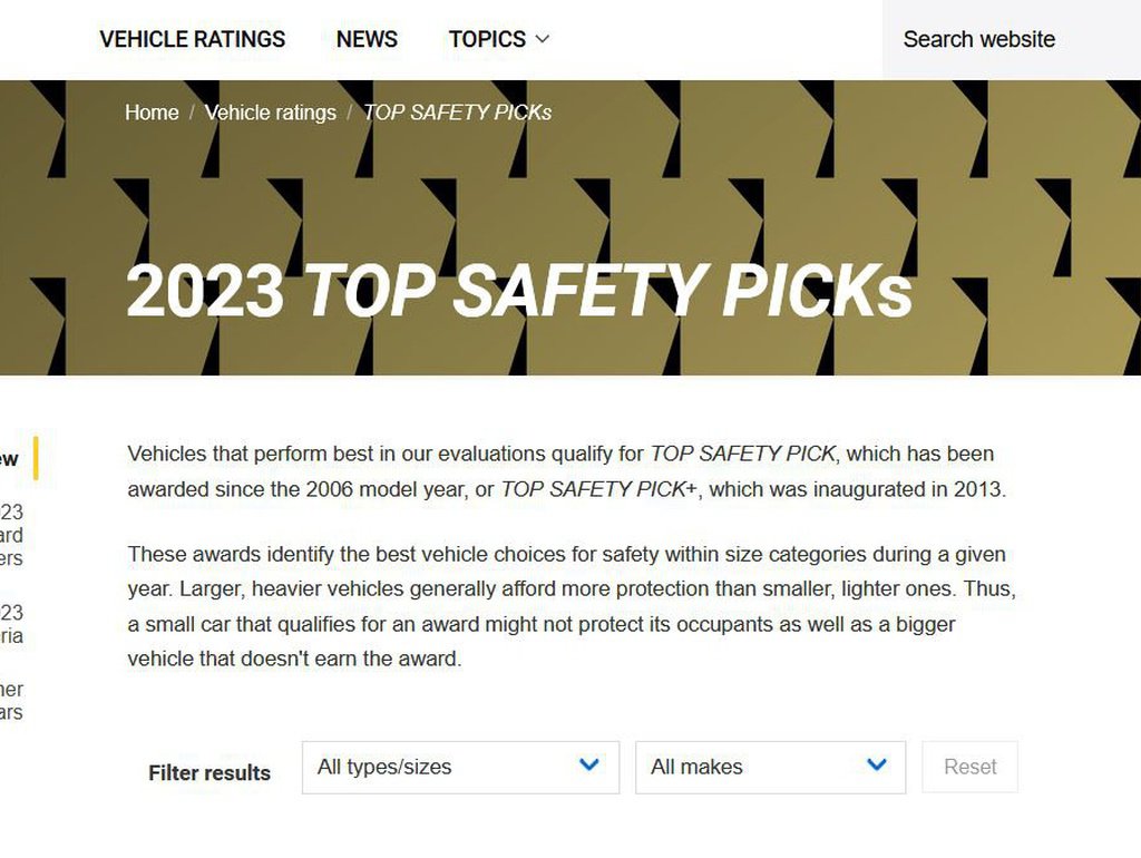 미국 IIHS 발표, 승용차 안전등급표, 2023 Top Safety Picks|بيكومكار  (bekomcar)