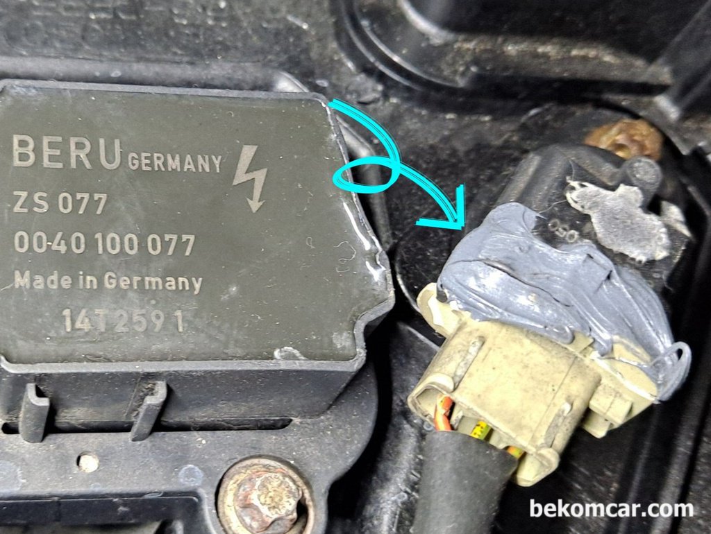 벤츠 W211 E200K 왕눈이 점화코일 응급조치 상태|베콤카 차량정밀진단