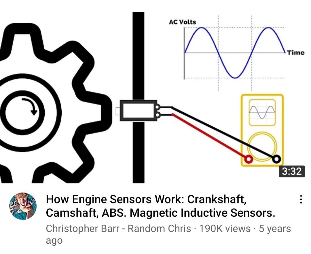 ABS 휠 스피드센서 작동상태 점검, 휠스피드센서 원리 도면 ㅡ 출처 유투브, Christopher Barr, How Engine Sensors Work: Crankshaft, Camshaft, ABS. Magnetic Inductive Sensors.|베콤카 차량정밀진단