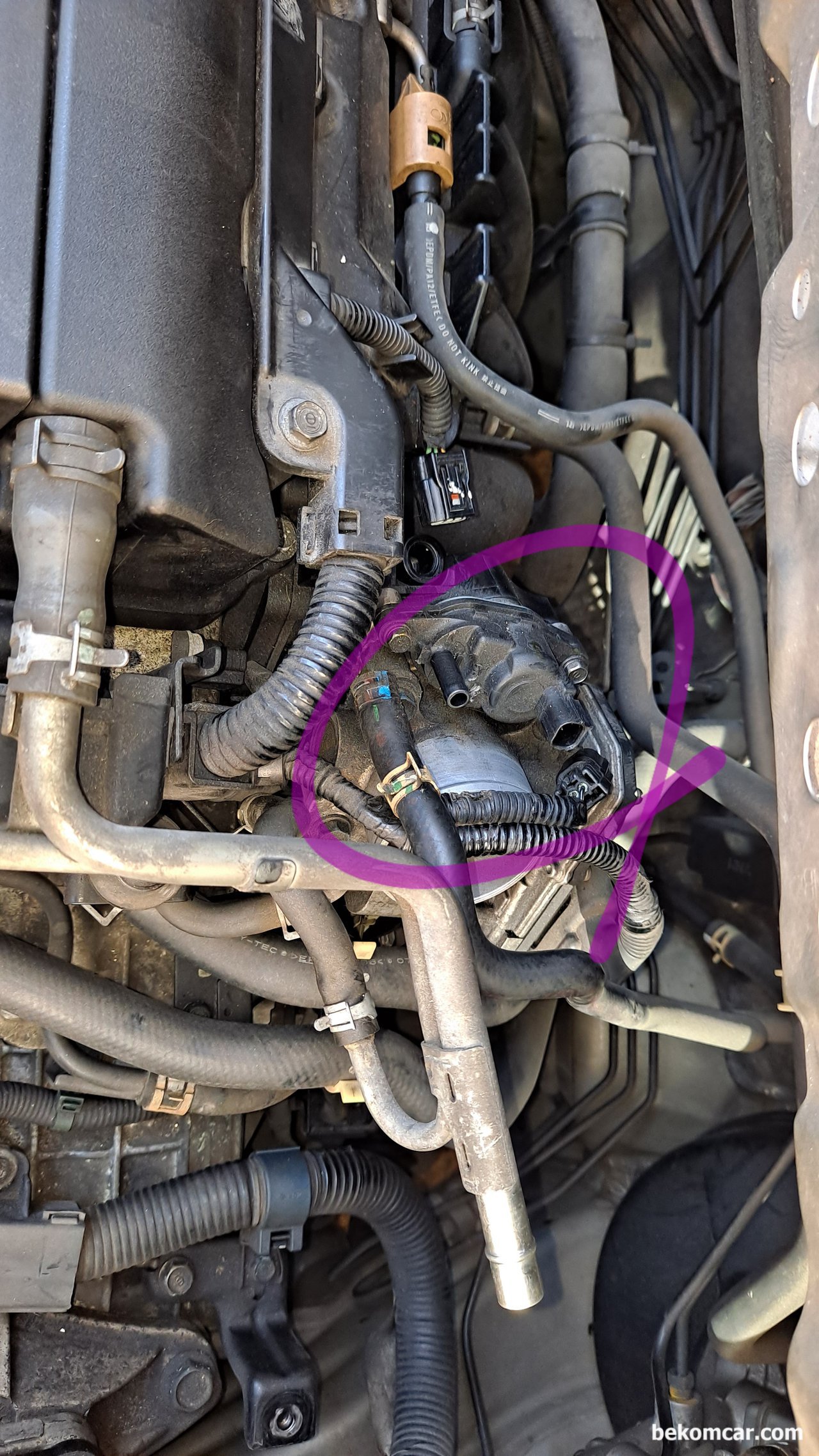 배기가스 에러코드가 발생했는데,  emission system problem 이 표시됩니다. 에러코드 지워도 또 뜨네요. 어떻게 할가요., 8세대 혼다 시빅 의 퍼지콘트롤 솔레느이드 벨브 (PCSV)위치이다. 퍼지벨브는 배기가스 관리에 중요하다. 캐니스터에 포집된 유증기를 실린더로 보내서 연소할때 문을 열어주는 역할을 합니다. 평상시에는 퍼지벨브가 닫혀있어요.|bekomcar.com