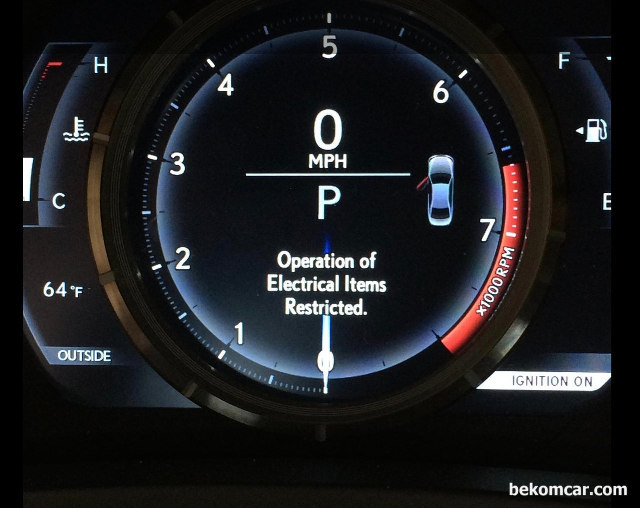2015년형 렉서스 LS460인데 주행중 순간적으로 디스플레이가 꺼졌다가 다시켜지고, Electrical equipment operation limit 메시지가 떳다가 사라 졌어요., 렉서스 차량 대시보드 Electrical equipment operation limit 메시지. Courtesy of https://www.clublexus.com/forum/|ベコムカー (bekomcar)