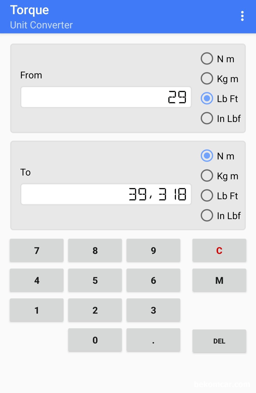 토크값 변환어플리케이션, 토크값 변환어플리케이션 Torque Unit Converter|베콤카 (bekomcar.com)