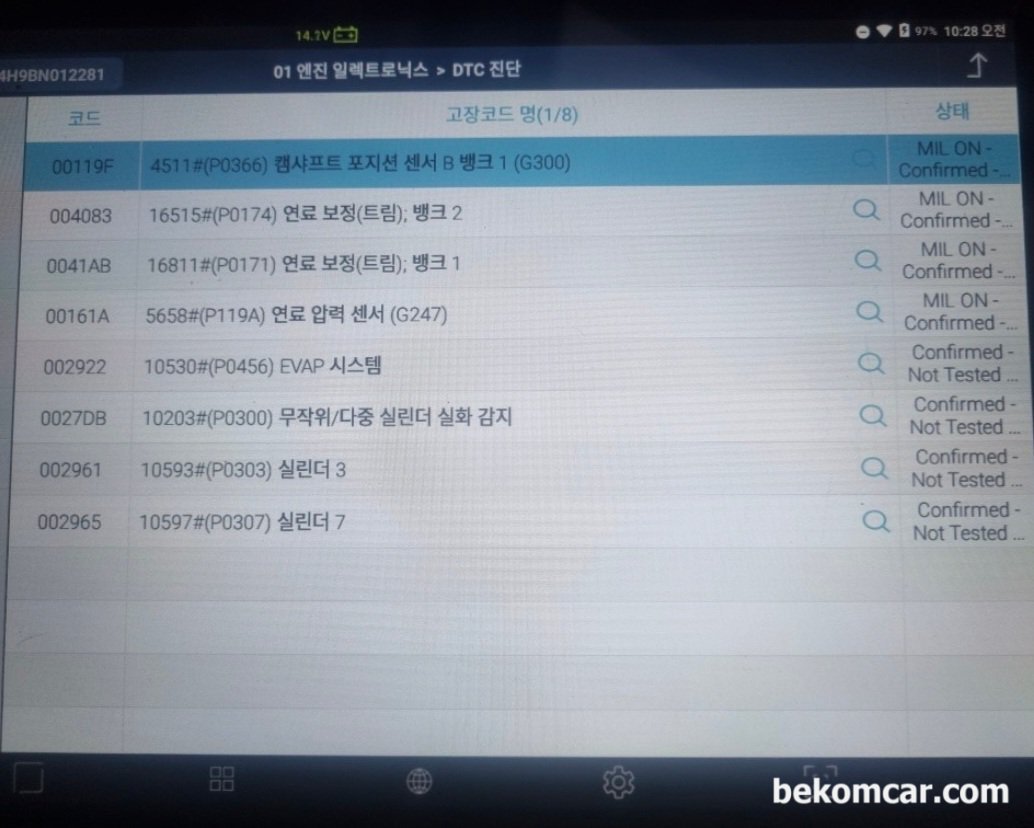 아우디 2012 A8 P0456 P0171등 고장코드가 나와서 카센터는 헤드교환해야 한다고 하는데 어떨게 할가요?, 아우디 2012년 A8 고장코드 P0456 P0171 P0174등. 자료사진: Courtesy of https://cafe.naver.com/farhold|ベコムカー (bekomcar)