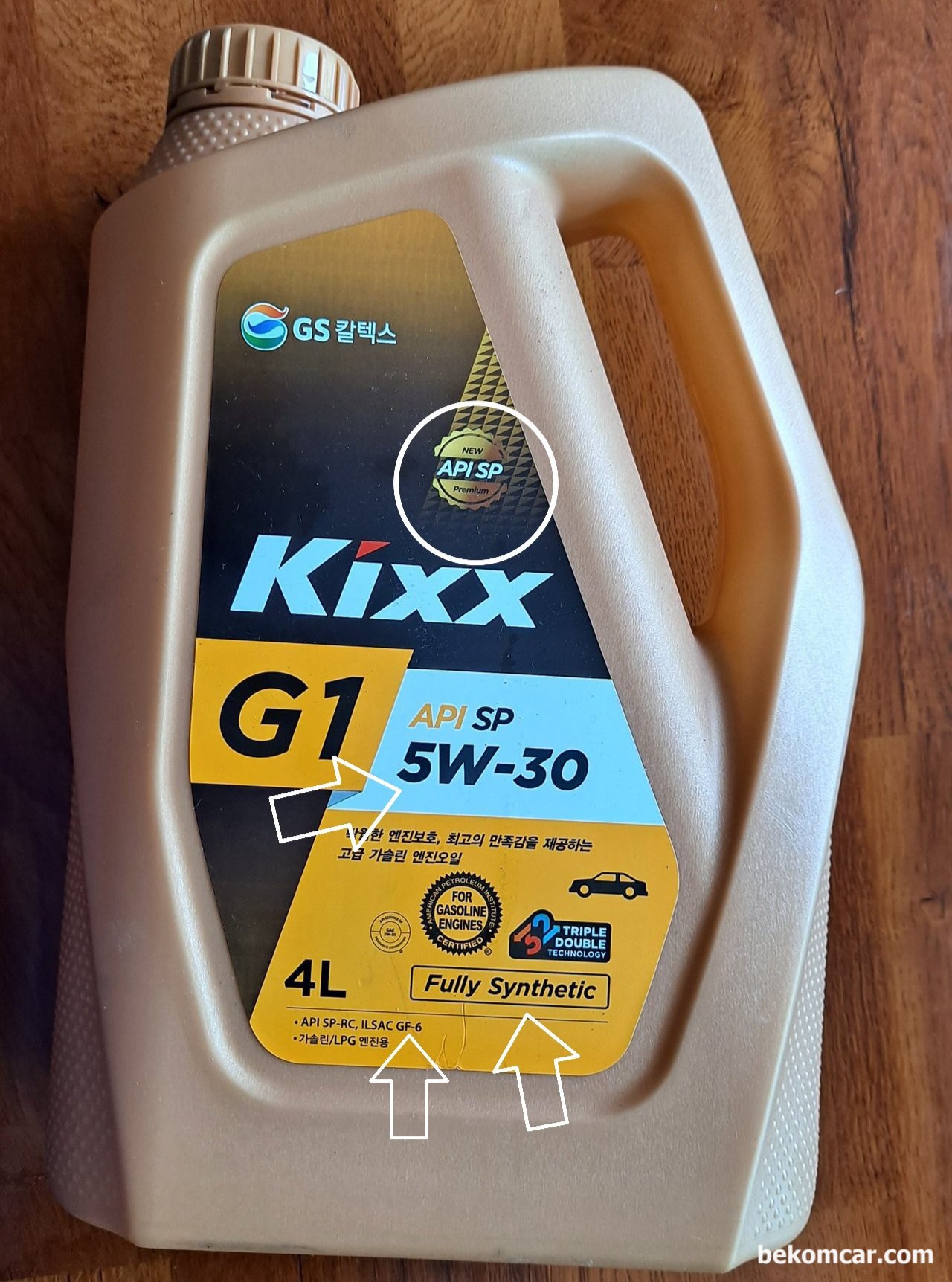 보증만료후 차량관리, 엔진오일 선택기준은, 4리터에 약 15,000원 정도인 국내 KIXX 엔진오일이다. API SP등급이다. 일반적인 차량에 사용되는 추천엔진 오일중 하나이다.|베콤카 차량정밀진단