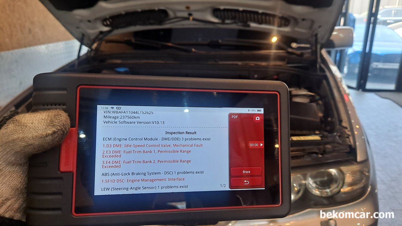 BMW X5 IAC밸브. 수리하느냐 교환하느냐, 정비사의 판단이 중요, BMW X5 E53 3.0I, M54엔진 고장코드. D3 DME Idle-Speed Control Valve: Mechanical Fault 고장코드부터 정비하기로 한다.|bekomcar.com