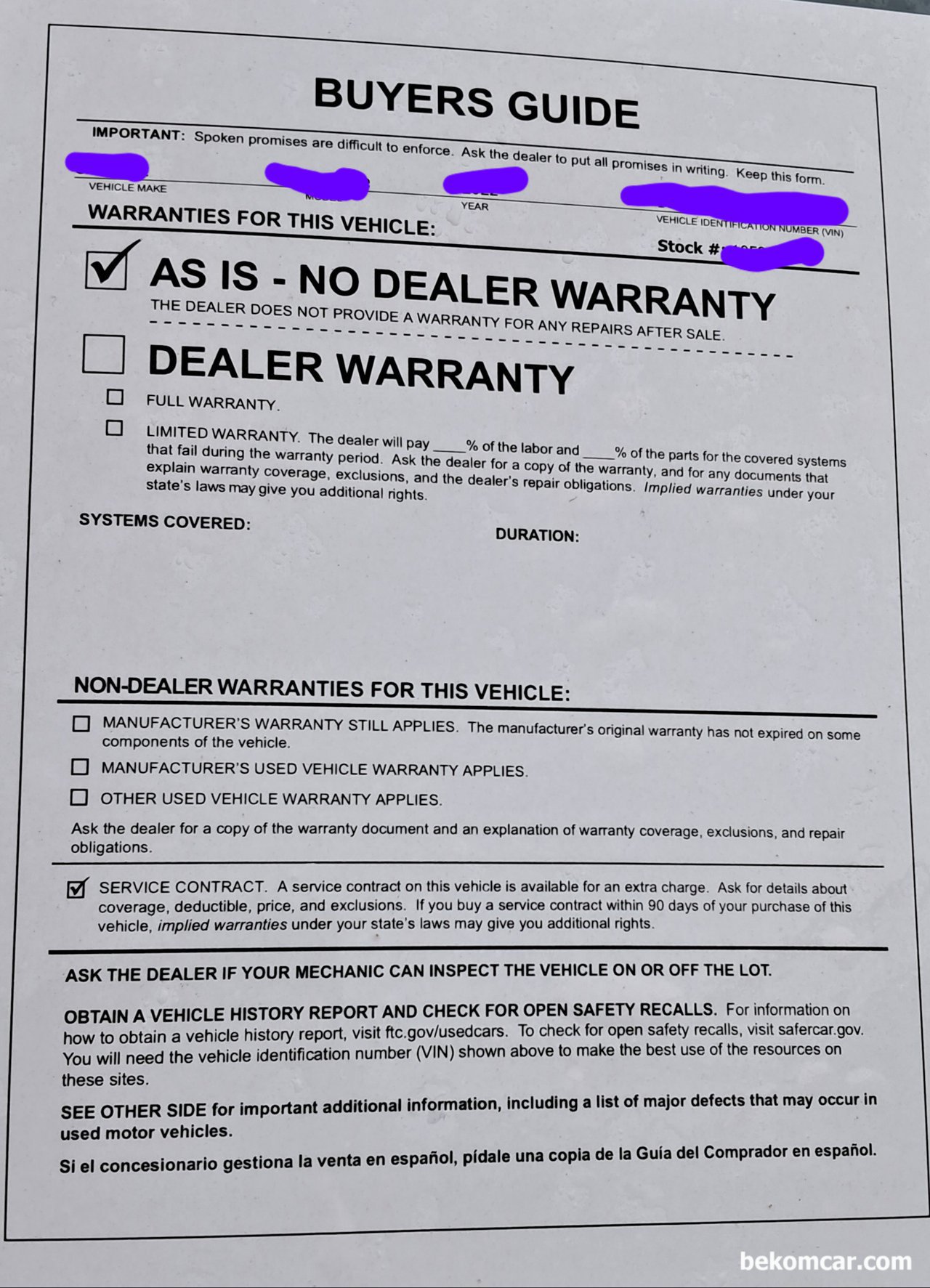 해외 차량직수입시 참고사항, AS IS NO DEALER WARRANTY 조항, 해외 차량직수입시 참고사항, AS IS NO DEALER WARRANTY 조항은 상당한 의미가 있다. 해외 직수할 차량이 있으면 전문가에 의뢰하는것이 권장된다.|بيكومكار (bekomcar)