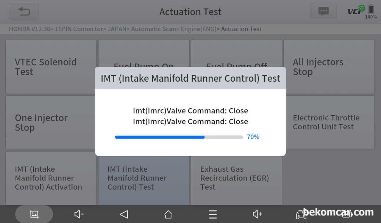 P1077 P1078 IMRC (IMT) 고장코드 동작여부, 진단기작동 테스팅, IMT 고장코드 P1077등이 있는경우 가장 먼저 진단기로 실제 동작시험을 해본다. IMRC 고장코드의 경우 가장먼저 엔진오일 레벨 및 오염도등 기본부터 체크해야 한다. 다음에 실제동작 여부를 확인해본다.|بيكومكار (bekomcar)