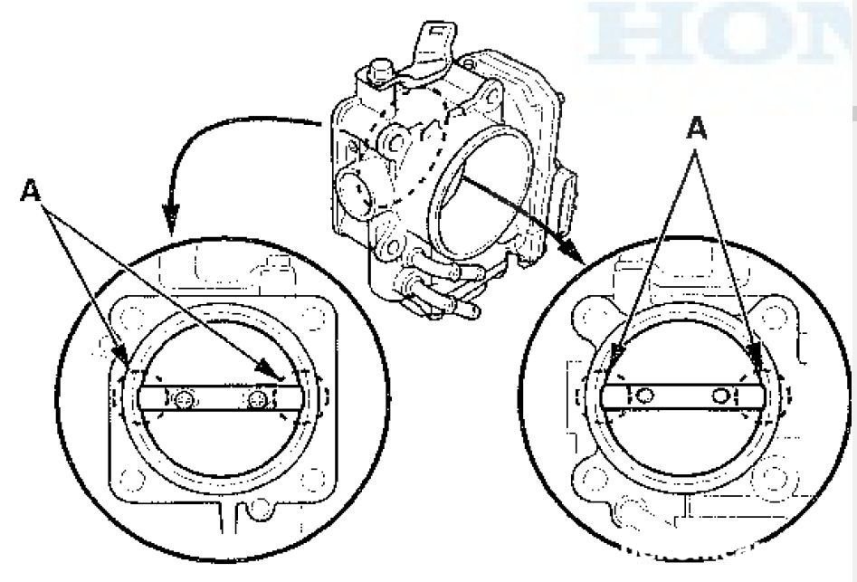 쓰로틀바디 청소 꼭 해야 하나요? 혼다차량은 혼다 전용진단기 가 꼭 필요한가요?, 쓰로틀바디 플랩 가운데 Rod 양쪽 베어링 부분 (A)은 빡시게 청소를 하지 않는다. 기밀유지 부식방지 및 전도성등을 위한 몰리브덴 (molybdenum) 이라는 특수코팅이 되어 있기때문이다. Credit: Honda America|베콤카 (bekomcar.com)