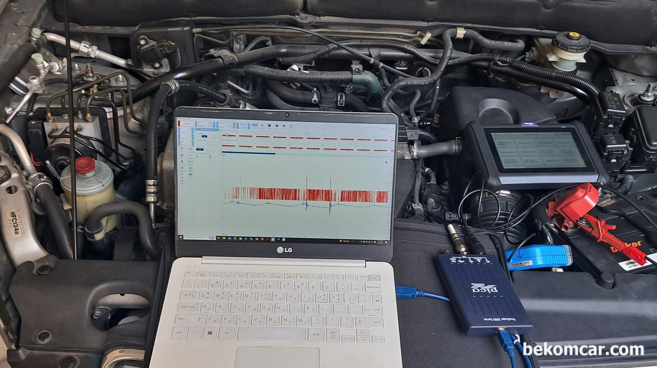 미션 Shift Solenoid B Stuck Off P0756 고장코드 진단, 혼다 CRV2세대, 사용한 오실로스코프는 피코스코프 P2204A이다. 무엇보다 소프트웨어가 좋다. P0756 A/T 미션 기어변경고장 (Shifting) 진단이다. 특히 정밀진단에 스코프를 사용한 전기신호 파형분석은 필수이다. 베콤카 측정차량은 혼다 CRV2세대이다.|بيكومكار (bekomcar)