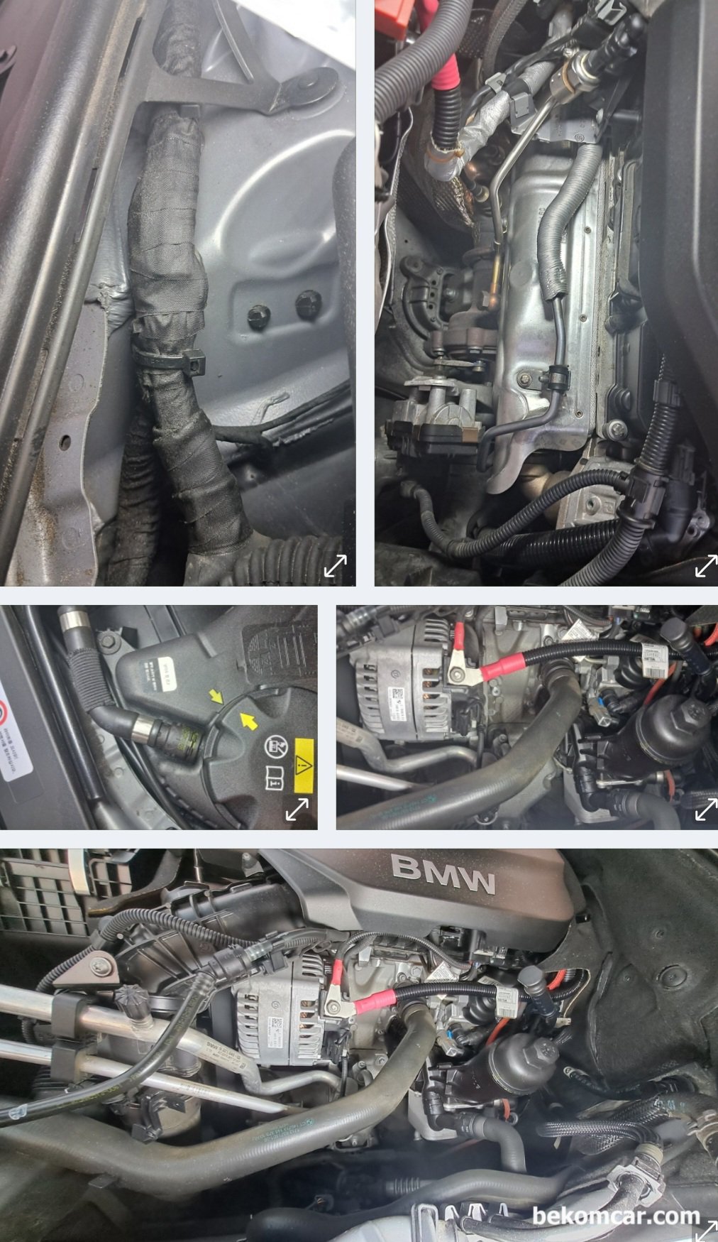 BMW 2016, F10 520D M에어로다이나믹프로, 중고차구입후 엔진상태 정밀진단, 엔진룸 누유등 그리고 저압연료호스 부분 추가점검이다. 모든 디젤차량이 그렇지만 특히 BMW차량은 연료필터, 연료호스등 연료라인을 잘 챙겨야 한다. 배터리는 LIN BUS 통신에 의해서 제어되는지 같은 F10 바디이라도 2010년도와 2016년도는 LIN BUS 통신선이 차이가 있다. 진단결과 특이사항은 없이 관리가 잘 된것이라는 느낌이 든다.|ベコムカー (bekomcar)