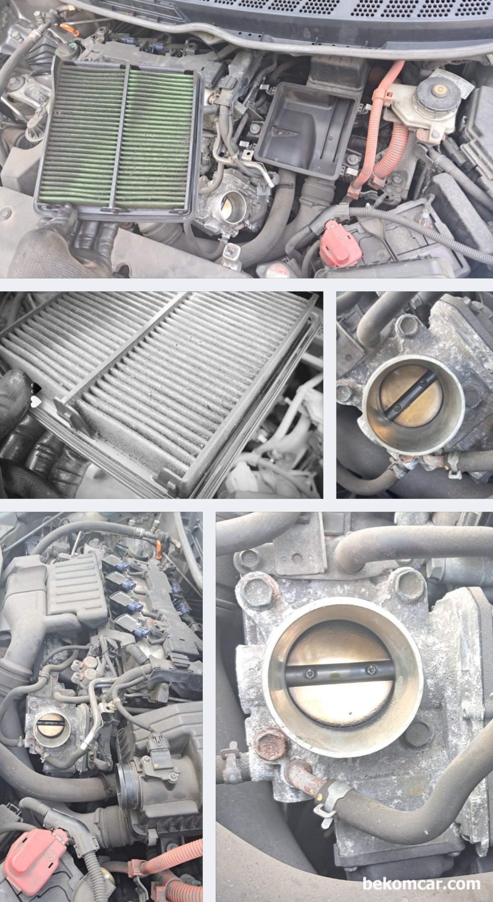 전기신호 중요성, 혼다 시빅 8세대 하이브리드 IMA등 각종 고장코드 분석 진단 사례, HONDA, 2007, 시빅 하이브리드 차량. 기본적인 점검 과 쓰로틀바디 청소 와 TPS 리셋 그리고 MAF공기질량센서 크리닝을 한다. 향후 정비사항도 고객에 말씀드린다. 주행시 차량이 부드럽게 나갈것이다.|ベコムカー (bekomcar)