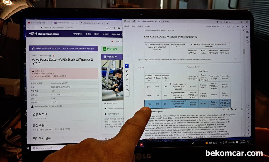 혼다 3.5 V6 어코드인데, 힘이 필요할때는 6기통을 사용하고 힘이 필요없을때에는 4기통만 사용하나요?, 어코드 8세대 V6, P3497 고장코드 관련 주행시험을 마치고 기록한 데이터를 다시 정리하여 본다. 역시 주행중 모니터링 한 상태이다.|بيكومكار (bekomcar)