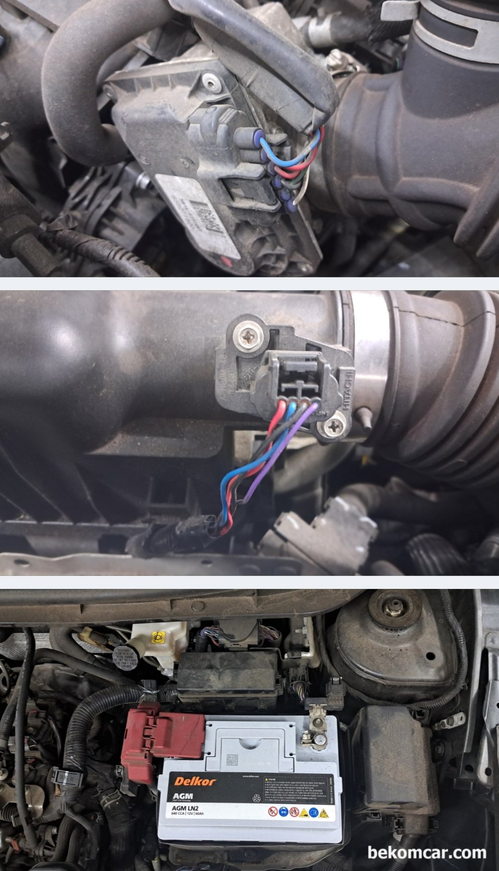 닛산 SUV Kicks 1.6L 엔진룸 점화코일등 구조, 닛산 SUV Kicks 1.6L 엔진룸 쓰로틀바디, MAF센서 배터리등 구조이다. 매우 직관적이며 접근성이 좋아 정비와 진단에서 편리하게 되어있다.|贝科姆汽车 (bekomcar)