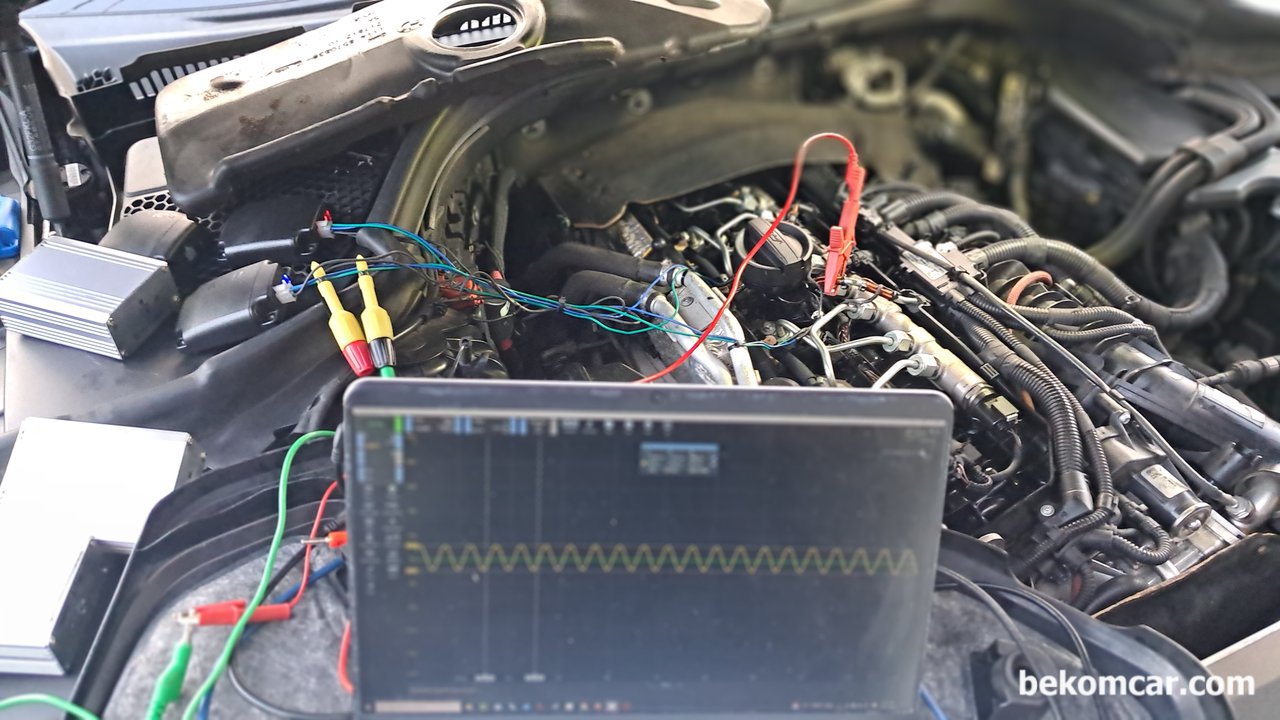 BMW GT6, ECU ABS등 모듈 그라운드전압 가능한 0.250mV 이내, 매연절감 과 연비향상을 도와주는 장치이다. 측정차량은 2011년 BMW GT6 Diesel 3.0L 약 25만키로 주행했다. 시그널전압은 약 32.46V, 주파수는 약 991.8Hz, Vpp 시간은 약 1.008ms 정도이다.|贝科姆汽车 (bekomcar)