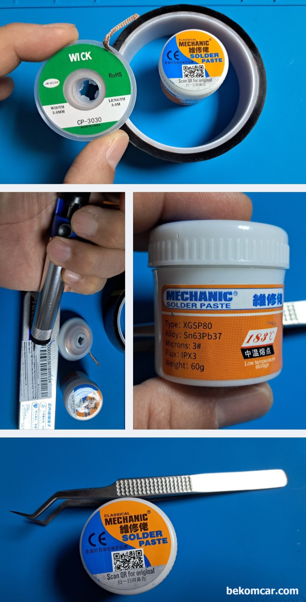 MECHANIC 브랜드 트위저, ECU 수리시 필수공구, ECU MOSFET, IGBT, 마이크로칩, 캔통신팁, 린통신칩, 저항, 케페시터, TR 고장수리에 필요한 공구중 일부를 포장없이 다시한번 시진으로 기록남긴다|贝科姆汽车 (bekomcar)