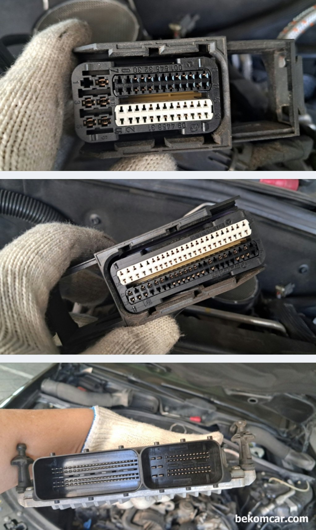 2008년 메르세데스 벤츠 S550 V8 ECU & 연료공급 간헐적 이상증상 진단기록, 2008년 메르세데스 벤츠 S550 V8 ECU & 연료공급 간헐적 이상증상 진단기록, ME (ECM) 의 터미널 부분이다.|bekomcar.com