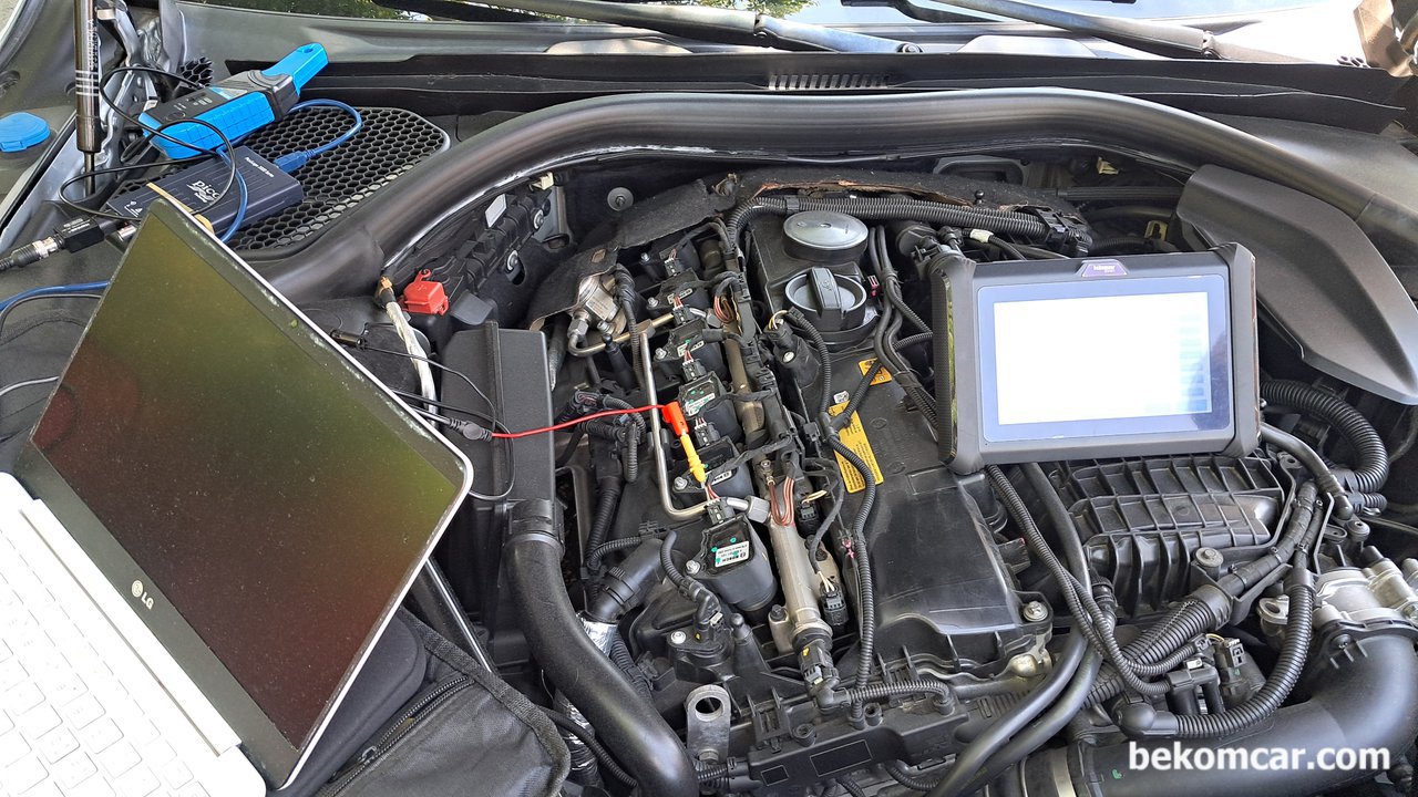 오일세퍼레이터 와 공습경보 고주파소음 관계, BMW G12 740Li 사례, BMW G12 740Li 베콤카 건강검진 과정중이다. 아이들 상태로 약 1시간정도 지나면서 갑자기 사이렌소음이 발생했다. 오일세퍼레이터 소음으로 잠점 판단한다.|bekomcar.com