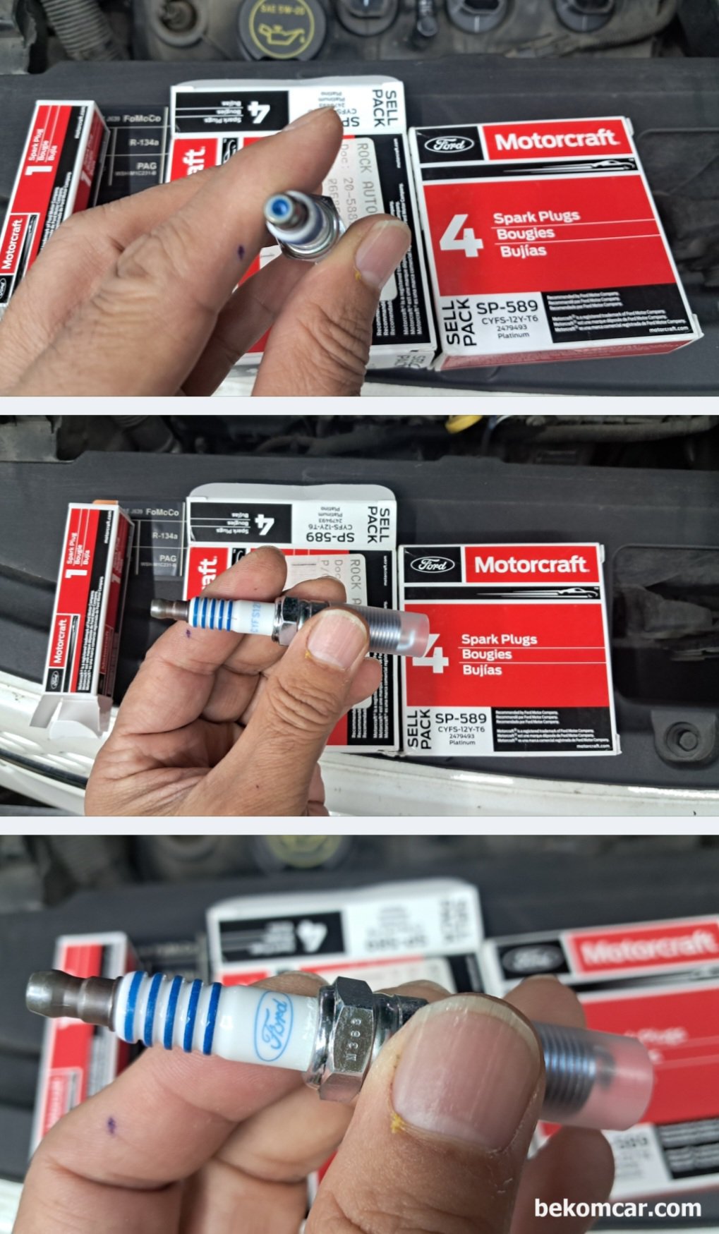 순정 or OEM 부품이 중요성, 포드 익스플로러 ECU교체 사례, 포드자동차의 FoMoCo Motorcraft 순정 점화플러그 이다. 각 자동차 마다 특징이 있다. 꼭 각 차량에 최적화된 순정 혹 OEM 점화코일이나 점화플러그 를 사용하는것이 돈 버는 길이다.|베콤카 차량정밀진단