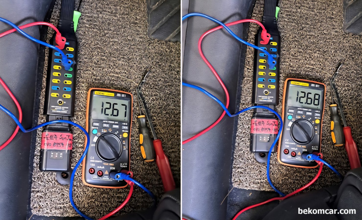 아우디 A7 콰트로 3.0T TFSI, 캔 통신 고장 진단 정에서 배울점, 아우디 A7 콰트로 3.0t TFSI 캔 통신 진단 정비사례, 모든 캔 통신 고장 진단 정비 전에 항상 기본으로 체크하는 것이 있다. 병원 가면 혈압측정하는것과 비슷하다. DLC (OBD2) #4번 & #16, #5 & #16 전압측정. #4 & #5 통전 저항 측정. #6 & #14번 저항 측정등 이다. 물론 차량별로 데이터 통신 회로가 달라질 수 있다.|베콤카 차량정밀진단