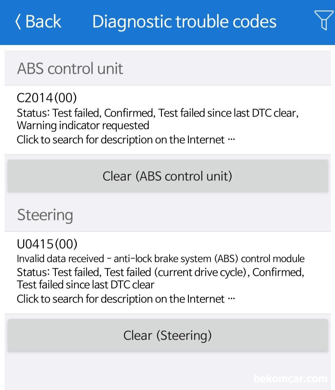 벤츠 2014년 W212 고장코드가  C2014, U0415, C0343 이 뜨고 계기판에 'PRE-SAFE'  '사각지대 Assist' 작동안함 이 뜹니다. 어떤것부터 점검해 봐야 할 까요?, 벤츠 2014년 W212 고장코드가  ABS Control Unit C2014, Steering U0415 고장코드가 스캔됨.|bekomcar.com