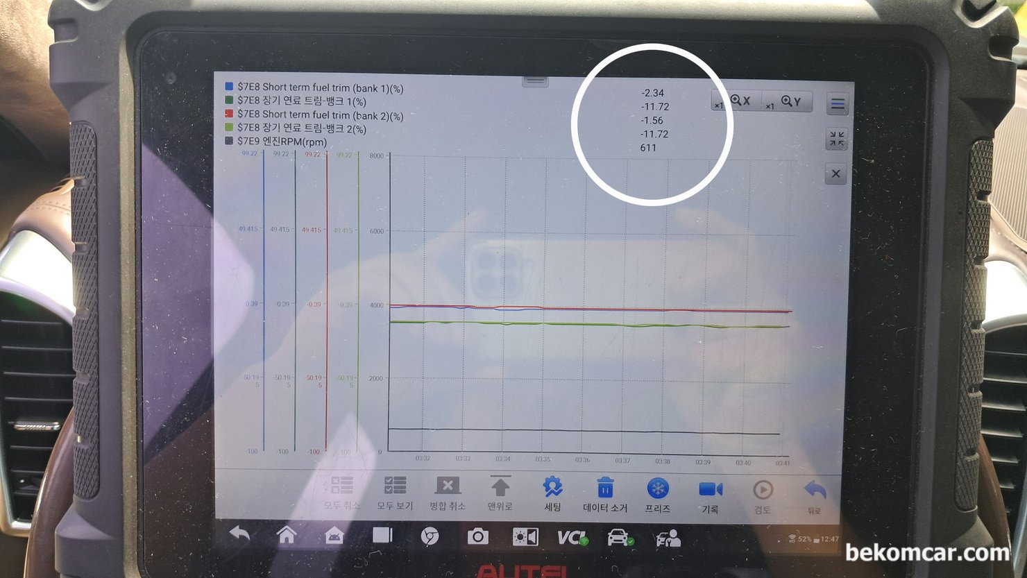 포르쉐 카이엔 92A 엔진 P0016 관련 기초자료 확인과정, |بيكومكار (bekomcar)