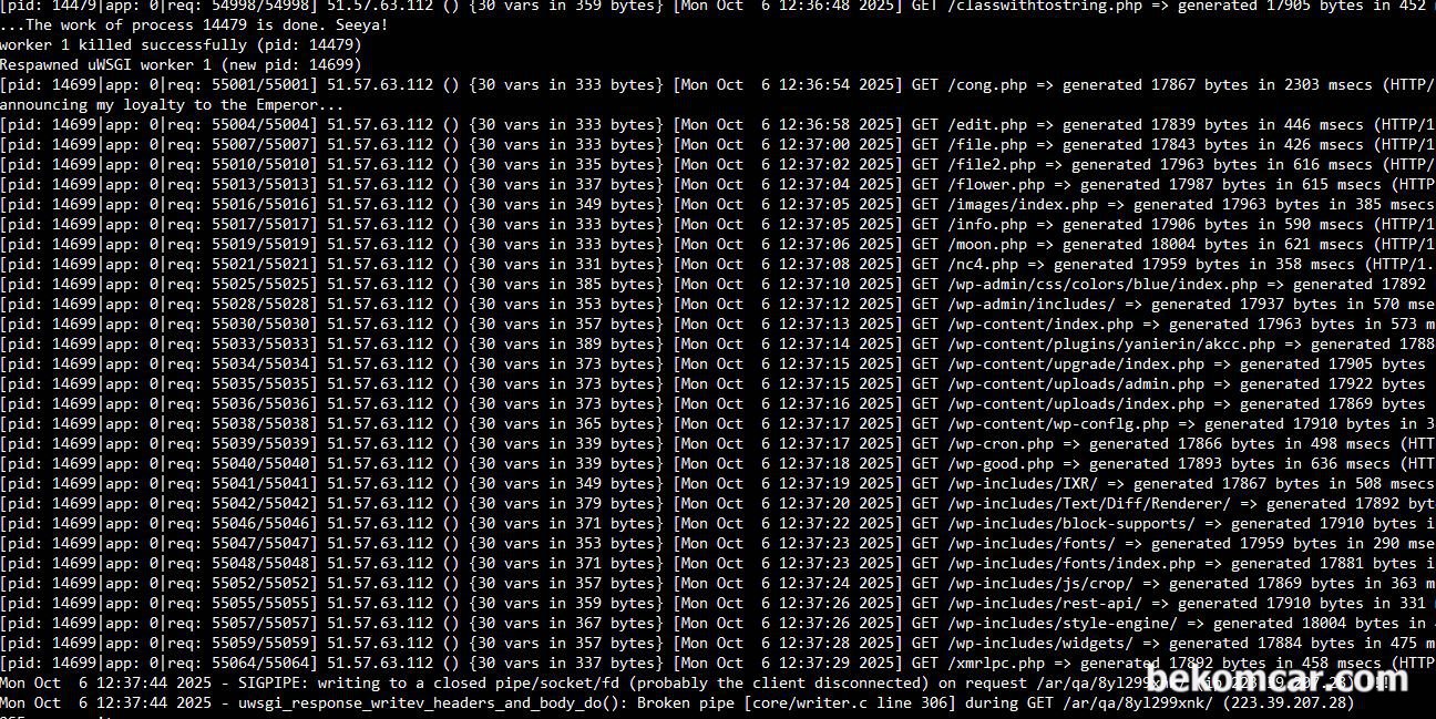 모든 암호는 13자리 대.소문자.숫자.특수문자 포함 + 이중인증 세팅필요, 베콤카에서 운영하는 실제 서버의 크래킹시도 흔적 로그파일이다. 크래킹 로그 파일을 분석해보면 wp- 로 시 작하는것이 상당히 많다. 워드프레스 (WordPress) 라는 프로그램의 취약점을 노리는 해킹시도 이다. 최근 국내에서 제작되는 홈페이지 정량적인 측면에서 보면 약 90%는 워드프레스 로 제작 한것으로 추정된다. 여기까지만.|베콤카 차량정밀진단