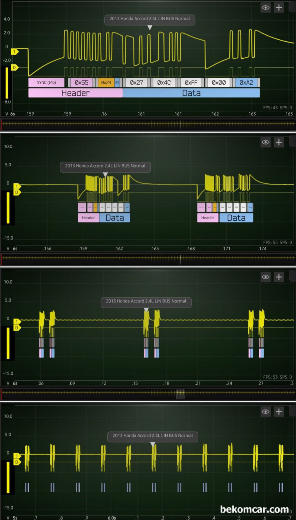 혼다 어코드 시빅 CRV등 IBS 위치 및 구조, Check Charge System 관련, 린 통신 파형 정밀 분석 과정이다. 정상 비 정상 양 불 판정이 가능하다.|بيكومكار  (bekomcar)