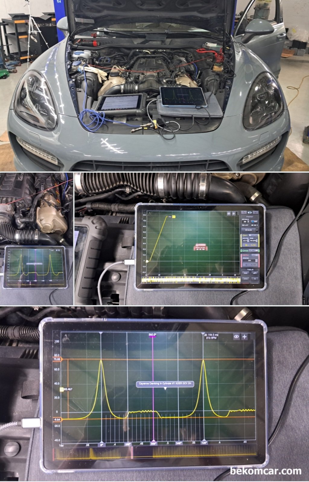 자동차 캔 통신등 진단시 필수 오실로스코프, Martin Loren HScope 국내 대리점 계약 완료. 사전주문 접수중, 실제 베콤카에서 Martin Loren 512Max 스코프와 HScope 프로그램을 이용하여 P0016 고장코드 진단하고 있는 포르쉐 카이엔 이다. 베콤카는 꾸준히 정비사가 필요한 솔루션을 발굴하여 공급하고자 한다. 단순하게, 정비사 눈 높이에서 필요한 장비, 돈 벌어주는 장비, 고객 만족 높여주는 장비, 오진 줄여주는 장비, 이것 저것 교체하지 않고 꼭 필요한것만 교체하는 정비 를 도와주는 솔루션과 교육을 함께 제공 하는것이다.|베콤카 차량정밀진단