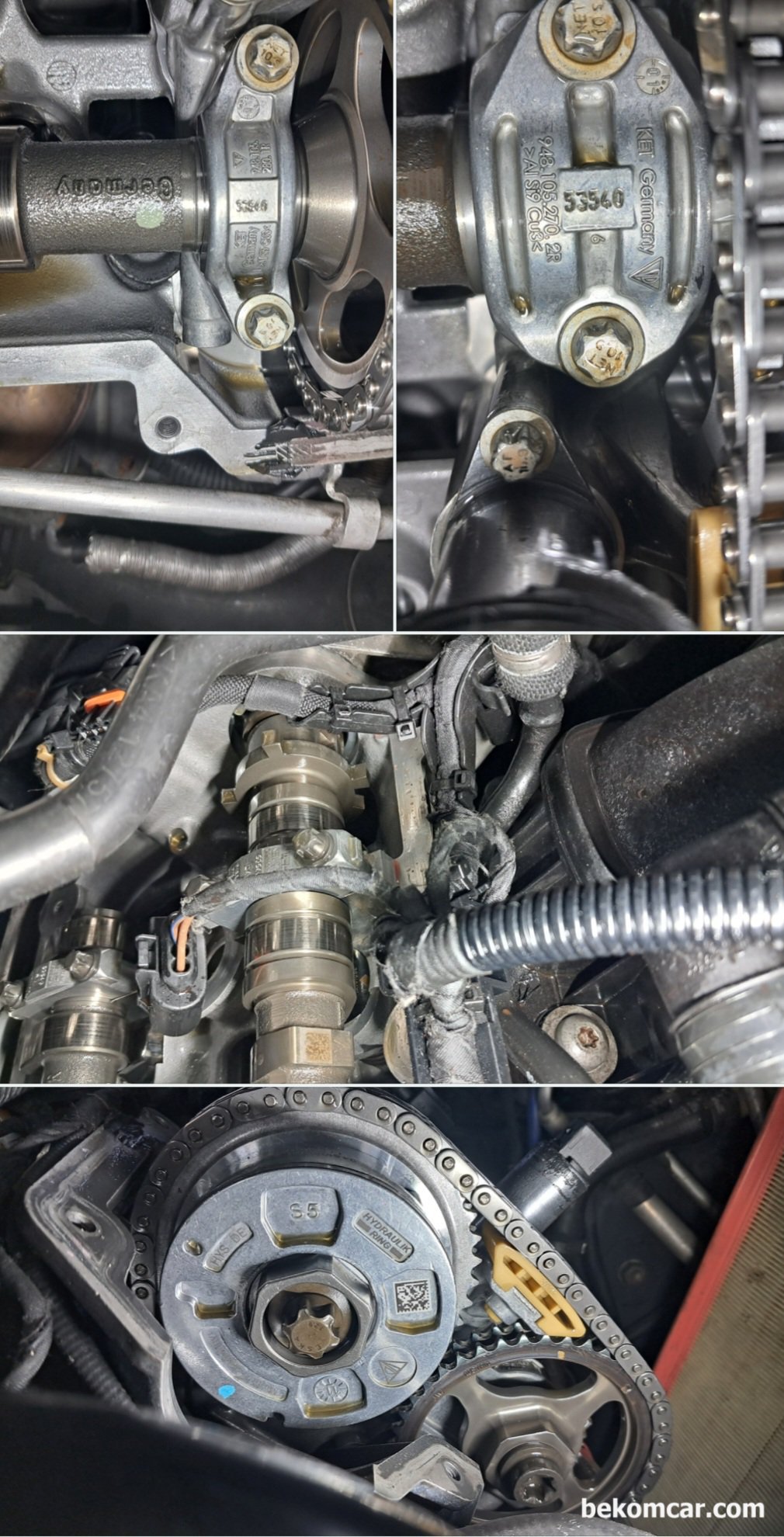 베콤카에서 제공한다는 엔진정밀 진단 서비스에 관하여, 캠새프트 등 고장이 나면 엔진 분해하지 않고 고장 여부를 확인 할 수 있나요?, 이 엔진은 포르쉐 카이엔 엔진으로 실제 베콤카에서 엔진분해 하기전에 뱅크1 흡기 캠페이저 고장으로 진단 했던 사례이다. 실제 확인해보니 캠페이저 유격이 심한경우 이었다. 자동차 엔진고장 진단은 경험과 과학 그리고 데이터 사이언스 의 결합이 되면 더 좋을듯 하다.|ベコムカー (bekomcar)