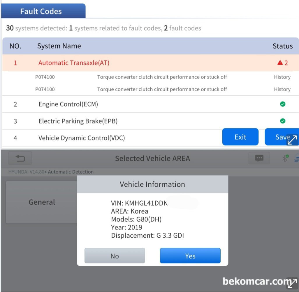2019년 현대자동차 G80 3.3GDI 미션 고장코드P0741 떠서 미션교환 비용이 3백만원 이라서 걱정입니다., 현대자동차 G80 DH 2019년 3.3GDI 차량의 미션쪽 고장코드 'P074100 Torque converter clutch circuit performance or stuck off' 가 스캔된다. Status는 History 이고 현재의 고장코드는 아니다.|贝科姆汽车 (bekomcar)