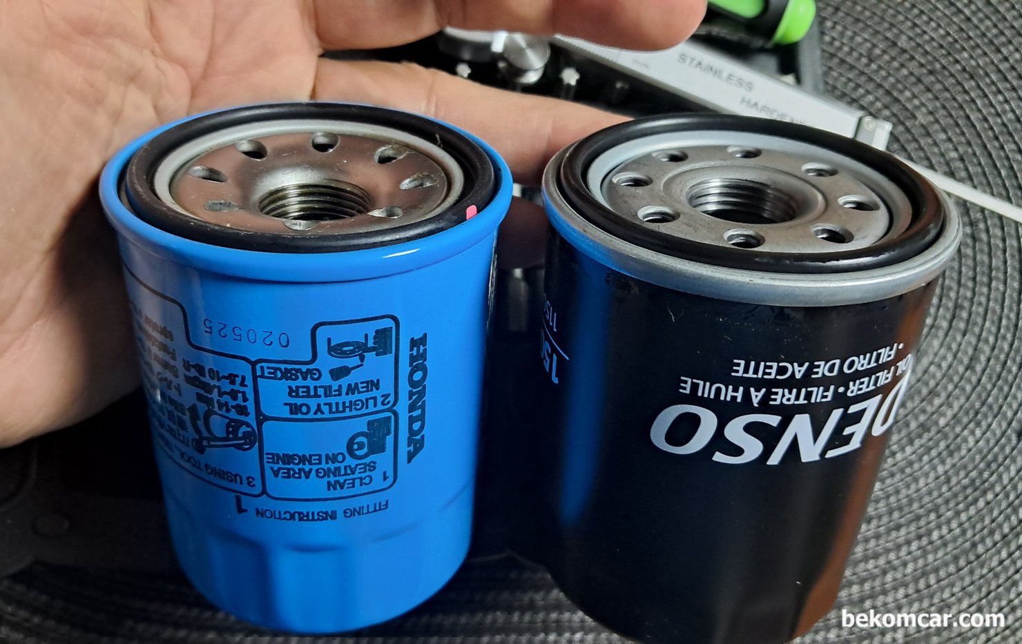 혼다자동차 및 렉서스 토요타 덴소 깡통 엔진오일 필터  비교자료, 혼다 와 렉서스 토요타에서 사용하는 덴소 깡통 엔진오일 필터의 스터드 트레드 이다. 혼다와 토요타 렉서스 엔진오일 필터는 사실상 같은것으로 상호 호환 사용이 가능할듯 하다.|베콤카 차량정밀진단