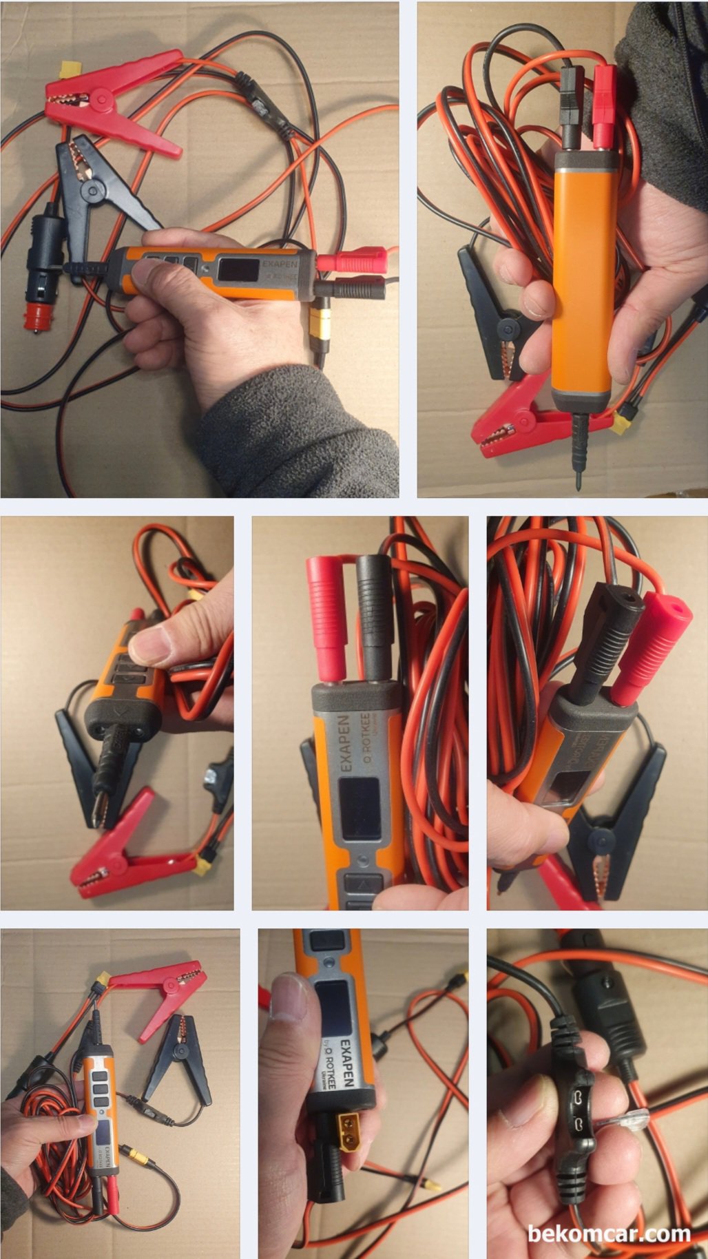 전기진단 정비에 필수, ROTKEE ExaPen 신 개념 회로테스터기, ROTKEE ExaPen 신 개념 자동차 회로테스터 여러가지 구성품 사진들이다. 30V까지 지원되어 승용차 상용차등 각 종 전기고장 진단에 사용된다.|بيكومكار  (bekomcar)