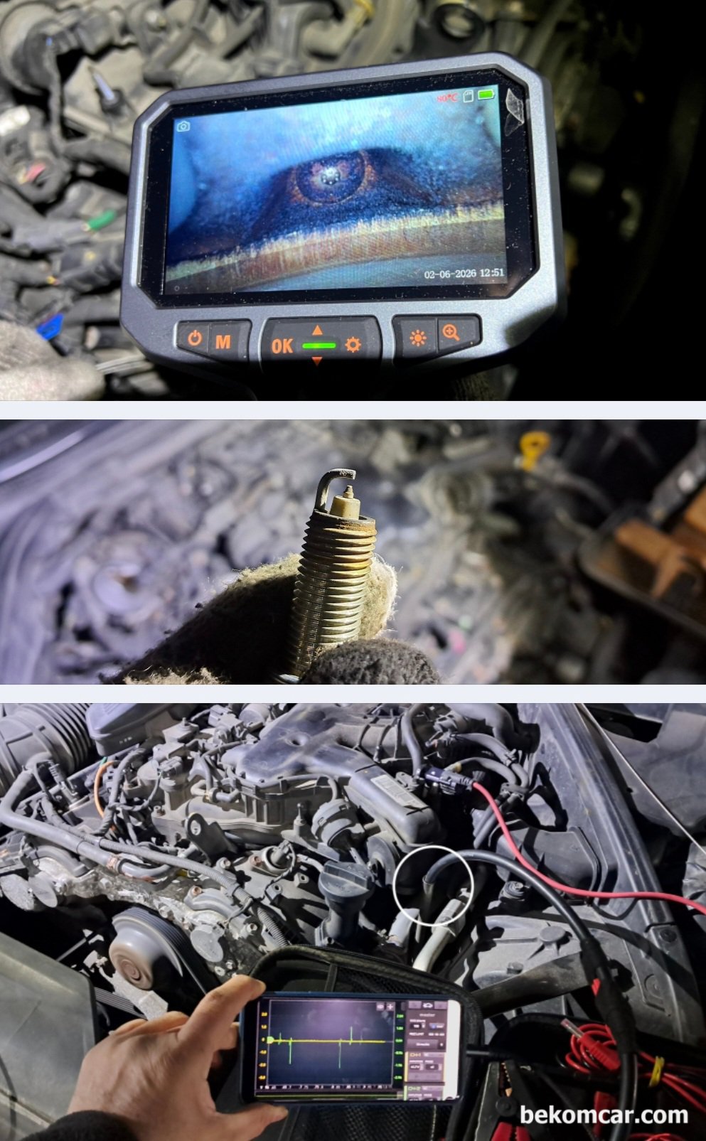 현대자동차 G80 DH 3.3L GDI P0171 P0036 진단기록, 현대자동차 G80 DH 3.3L GDI, 공연비희박 P0171 & 뱅크1 촉매하단 산소센서2번 P0036 기록이다. 점화파형 및 점화코일 점화플러그 실린더내시경 검사 결과 놀랍게도 카본이 없는것 같다. 실린더 내시경검사 는 1번 실린더이다.|بيكومكار  (bekomcar)