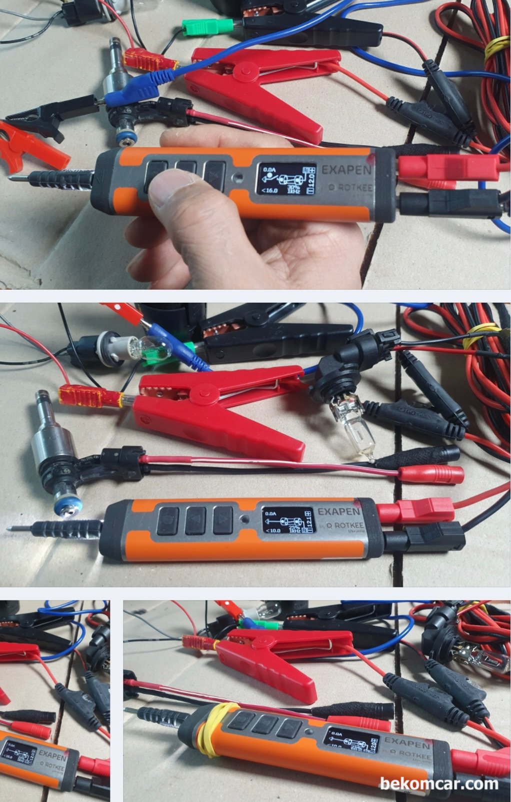 ROTKEE ExaPen 회로점검 전용 특수측정 장비, ROTKEE ExaPen은 듀티제어 전원 및 접지 공급이 가능하다. 인젝터, OC 등 각종 솔레노이드 과 전구등 테스팅시에 매우 유용하게 활용되는 기능이다.|贝科姆汽车 (bekomcar)