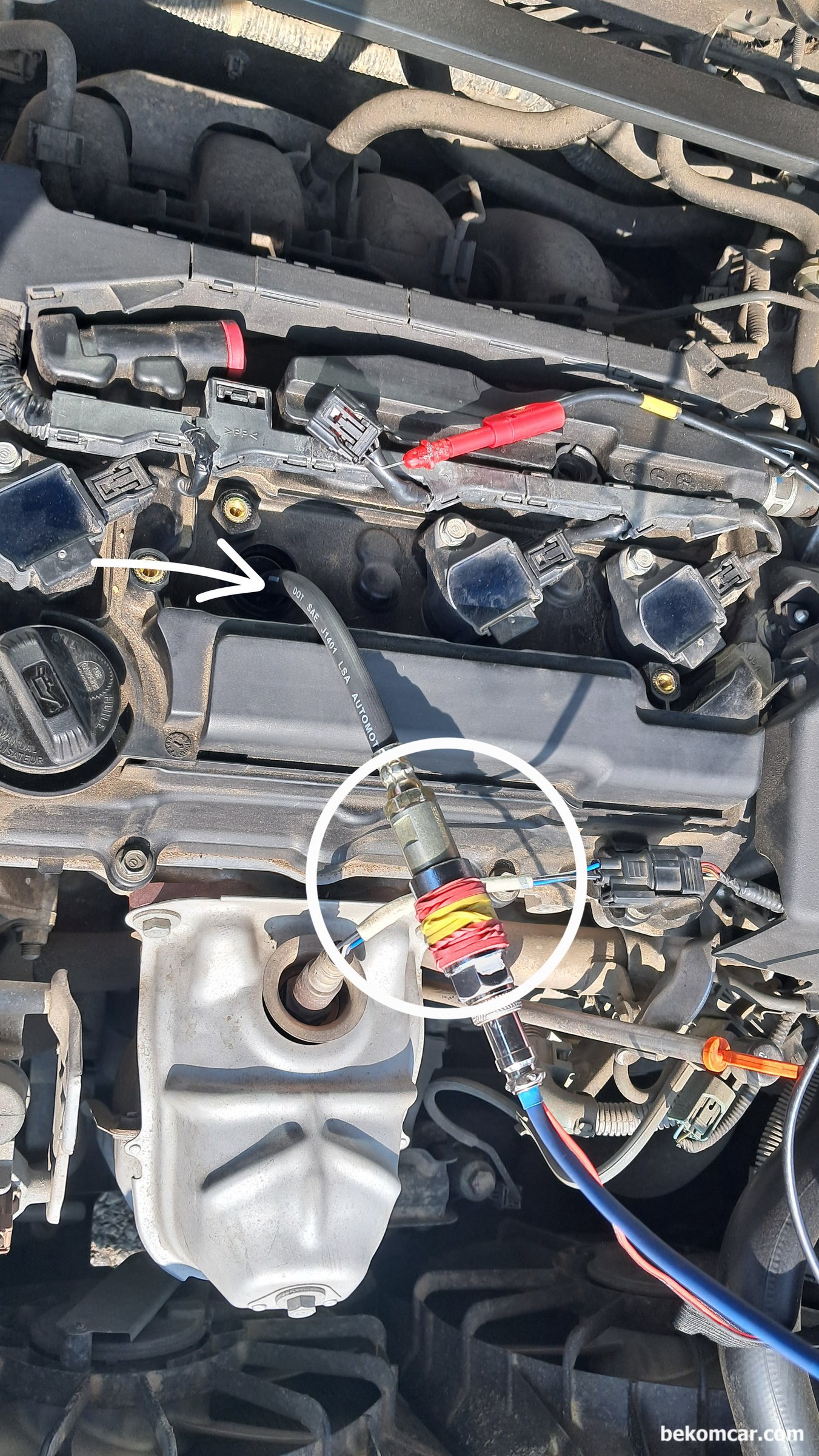 자동차전용 오실로스코프 & 실린더압축압력센서 등 정비사세트 AA 3세트 판매 (결제후 즉시 배송), 혼다 어코드 차량 HS512Max 와 PS16 실린더압축압력센서 와 트리거채널용 BNC케이블 탐침하면서 엔진압축압력, 배기밸브타이밍, 흡기밸브타이밍, 촉매.배기 막힘, 실린더누설 등 을 진단하고 있다.|بيكومكار  (bekomcar)