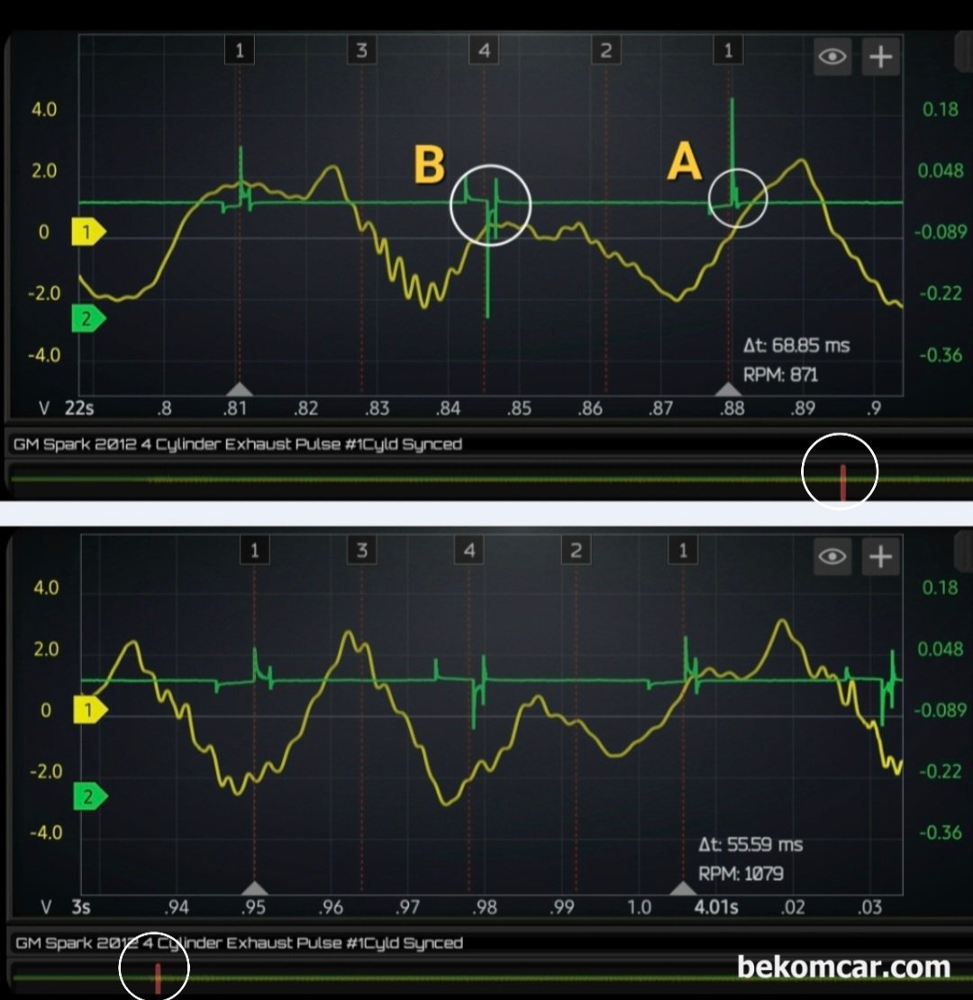 GM대우 2012년 스파크 냉간시 부조 기본진단, 배기 및 점화파형, |贝科姆汽车 (bekomcar)