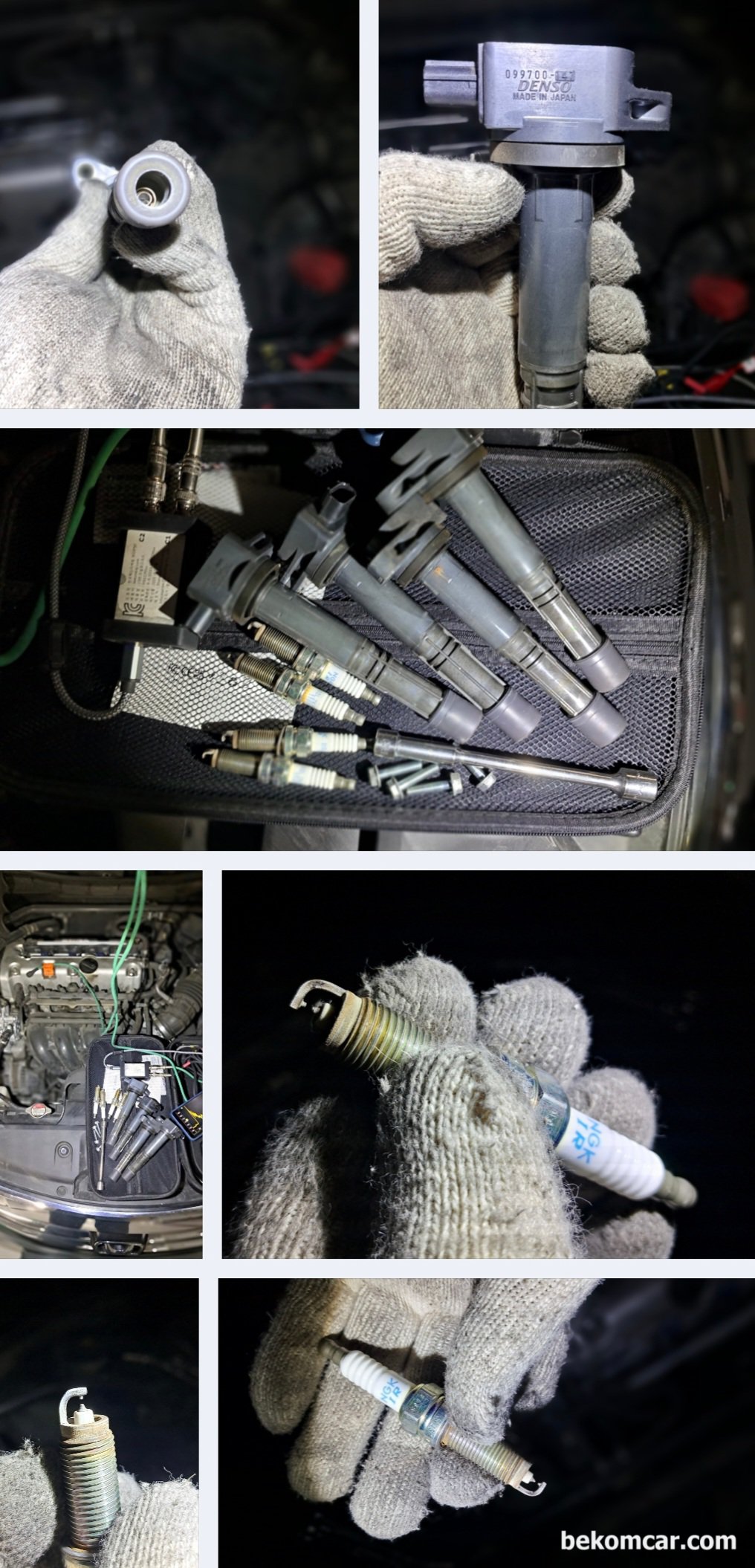 혼다 어코드 8세대 2.4L 중고차 검수과정 요약기록, 베콤카 방식, 혼다 어코드 8세대 2.4L 중고차 검수과정 요약기록, 점화코일 및 점화플러그 등 엔진상태는 합격이다. 실린더 내부 상태는 최적은 아니지만 그래도 합격이다. 점화플러그도 NGK 순정 이고 점화코일 역시 DENSO 제품이다. 오실로스코프 파형 측정시에는 점화코일, 점화플러그 및 인젝터등 상태가 정상으로 측정된다.|بيكومكار  (bekomcar)