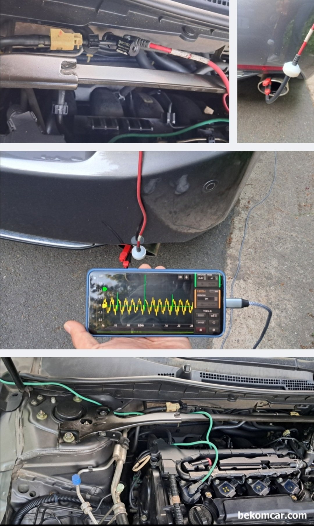 혼다 어코드9세대 다양한 진단방법 및 신제품 실험결과 기록, 혼다 어코드 9세대 2.4L DOHC 엔진, ROTKEE PDS 피에조 진동센서 를 이용하여 배기머플러에서 배출되는 공기압 변화를 측정하여 실화가 있는지 그리고 몇 번 실린더 실화인지 분석하는 방법이다. 국산차 수입차 구분은 없다. 내연기관 및 하이브리드 차량의 실호등 원인은 같기 때문이다.|bekomcar.com