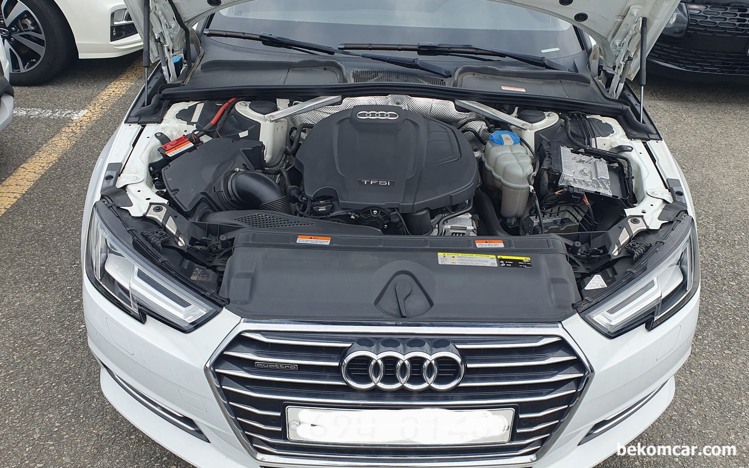 아우디 2016년 A4 B9 TFSI QUATTRO 실린더압측압력 진단 기록, 아우디 2016년 A4 B9 TFSI QUATTRO 실린더 압측압력 진단 기록이다. EA888 GEN3엔진으로 VW 에서 널리 사용되는 엔진이다. 외관 내장 각조기능 엔진룸 하체등 전체적으로 상태가 좋으나 엔진헤드 및 타이밍 드 작업이 필요할 것으로 진단된다. 엔진룸 육안점검 결과 누유나 누수등 일절 없고 알터네이터도 새것으로 교환되어 있고 모든것이 매우 좋은 상태의 A4 이다.|بيكومكار (bekomcar)